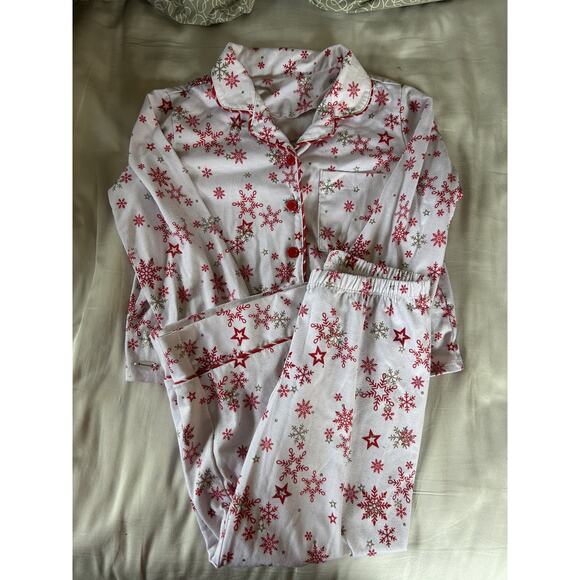 American Girl White Pajamas With Silver Red Snowflakes size 6 - Picture 2 of 5